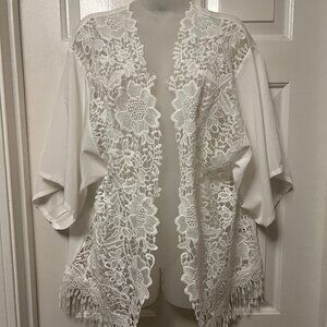 Kate & Mallory White Floral Shrug